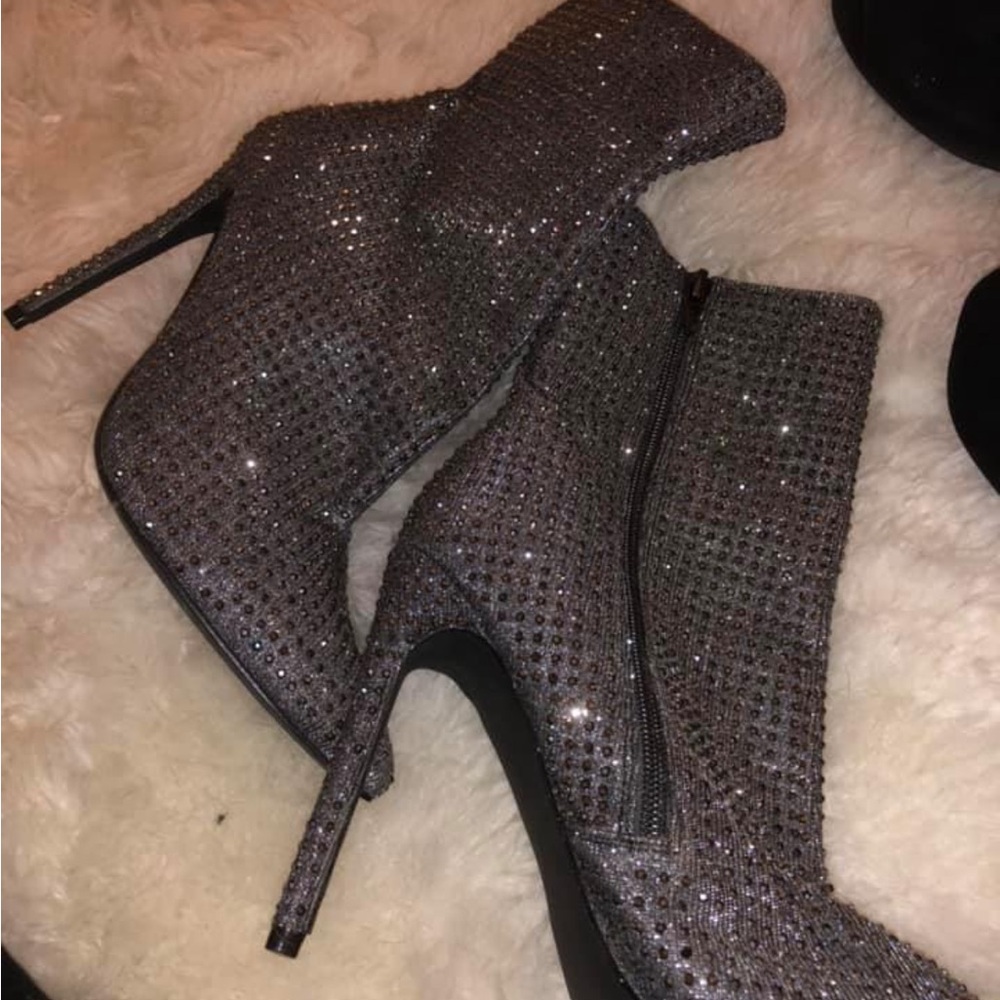 Steve Madden Glittering Silver Heeled Boots
